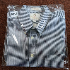 Viyella Button Down Shirt Mens Medium Black White Pinstripe Short Sleeve Preppy