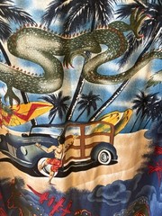 Red Dragon By Kennington Shirt Mens XL Blue Hawaiian Dragon Short Sleeve Y2K