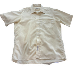 VTG Christian Dior Chemises Button up Striped Short Sleeve Cream Shirt 17 XL