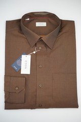 Men Eton Shirt Single Cuff Brown Classic Fit Size 48 19