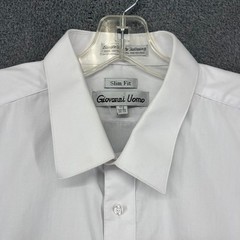Giovanni Uomo Slim Fit White Button Down Dress Shirt Mens 17.5 32-33
