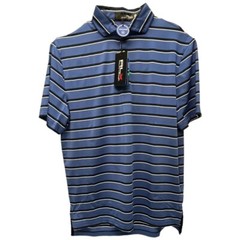 RLX Polo Ralph Lauren Blue Navy Striped Short Sleeve Wicking Shirt Stretch $98