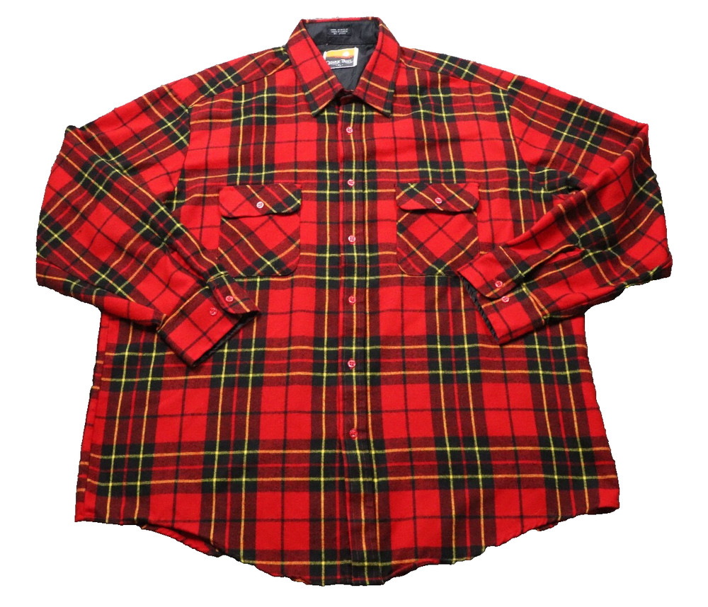 VTG 90s Ozark Trail 100% Acrylic Shacket Plaid Flannel Men’s XL Red Workwear