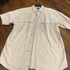 Moose Creek Sz L Lightweight Cotton Light Ivory S/Sleeve Vented Fishing Shirt