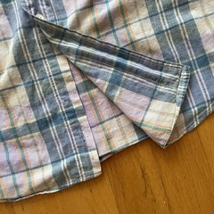 Vintage Lands’ End Plaid Pastel Madras Button-Down Mens Large Made in USA