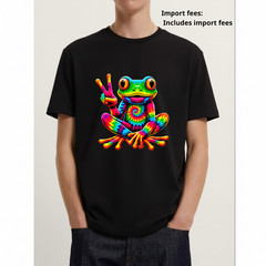 Colorful Frog Tie-Dye Peace Sign T-Shirt – Hippie Style Casual Top