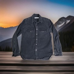🧥IRO ROEL Shacket Men’s L Denim Shirt Jacket Overshirt Black Grunge Streetwear
