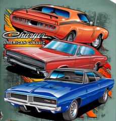 Charger 3 Car American Classic (286) Men’s Green 100% Cotton T-Shirts. See Pics