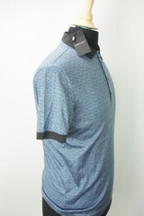 Giorgio Armani Black Label Blue Gray Striped Cashmere Blend Polo Shirt 48 NEW