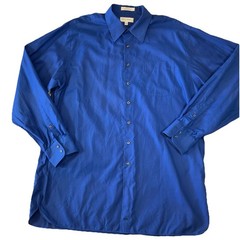 VTG John W Nordstrom Mens Shirt Sz 17.5-38 Royal Blue Woven In Austria 100% Cott