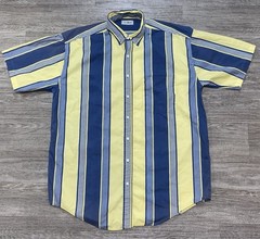 Vintage Canada LL Bean Button Up Shirt Mens Large Tall Blue Yellow Stripe
