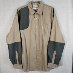 Columbia Mens XL Shirt Jacket 2 Tone Taupe Cream Brown Heavy Duty Cotton Hunting