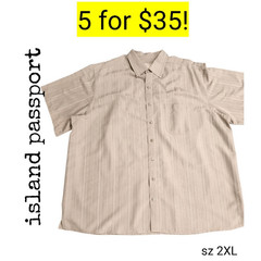 Neutral Tan Island Passport Short Sleeve Button Down Shirt Sale 5 for 35
