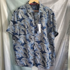 Silver Stone Collection Mens 3XL Tropical Palm Leaf Button Down Shirt Vacation