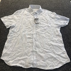 Porter & Ash Linen Shirt Mens Small Blue Short Sleeve Button-Down preppy NWT NEW