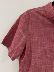 Almond Surfboards Chambray Shirt Men’s L Red Short Sleeve Button Down USA Made