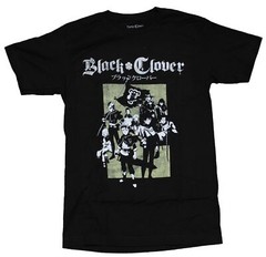 Black Clover Adult New T-Shirt – Distressed Standing Group Boxed Under Name
