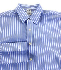 Brooks Brothers Men SLIM FIT Non-Iron French Cuff Blue Stripe Dress Shirt 16-34