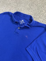 Tommy Bahama Shirt Mens Extra Large XL Short Sleeve Polo 100% Cotton Blue