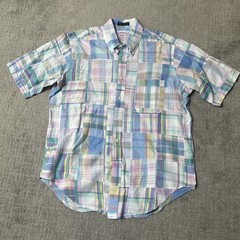 Vintage Brooks Brothers Made in USA Patchwork Madras Large Short Sleeve