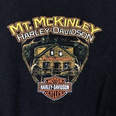 Harley-Davidson Shirt Mens XL Black Alaska Mt McKinley Denali Park Graphic Y2K
