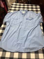 Mens Columbia Vented Fishing Shirt XXL Nice Blue Color 2XL Short Sleeve Button