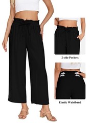 Pants Wide Leg Casual Summer High Waisted Elastic Plus Size Travel Business L…