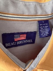 Beau Brummel Mens 100% Cotton Canvas Button Up Long Sleeve Shirt Yellow Size L