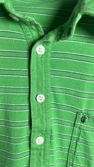 Criquet Classic Thin Striped Players Polo Shirt In Kelly Green Organic Cotton S
