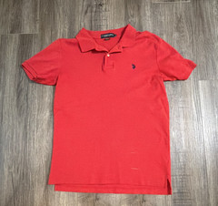 U.S. Polo Assn. Men’s Polo Shirt M Red Short Sleeve Solid Logo Button Collar
