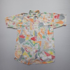 Vintage Surf & Co Hawaiian Shirt Mens Medium Floral Abstract Mod Novelty Print