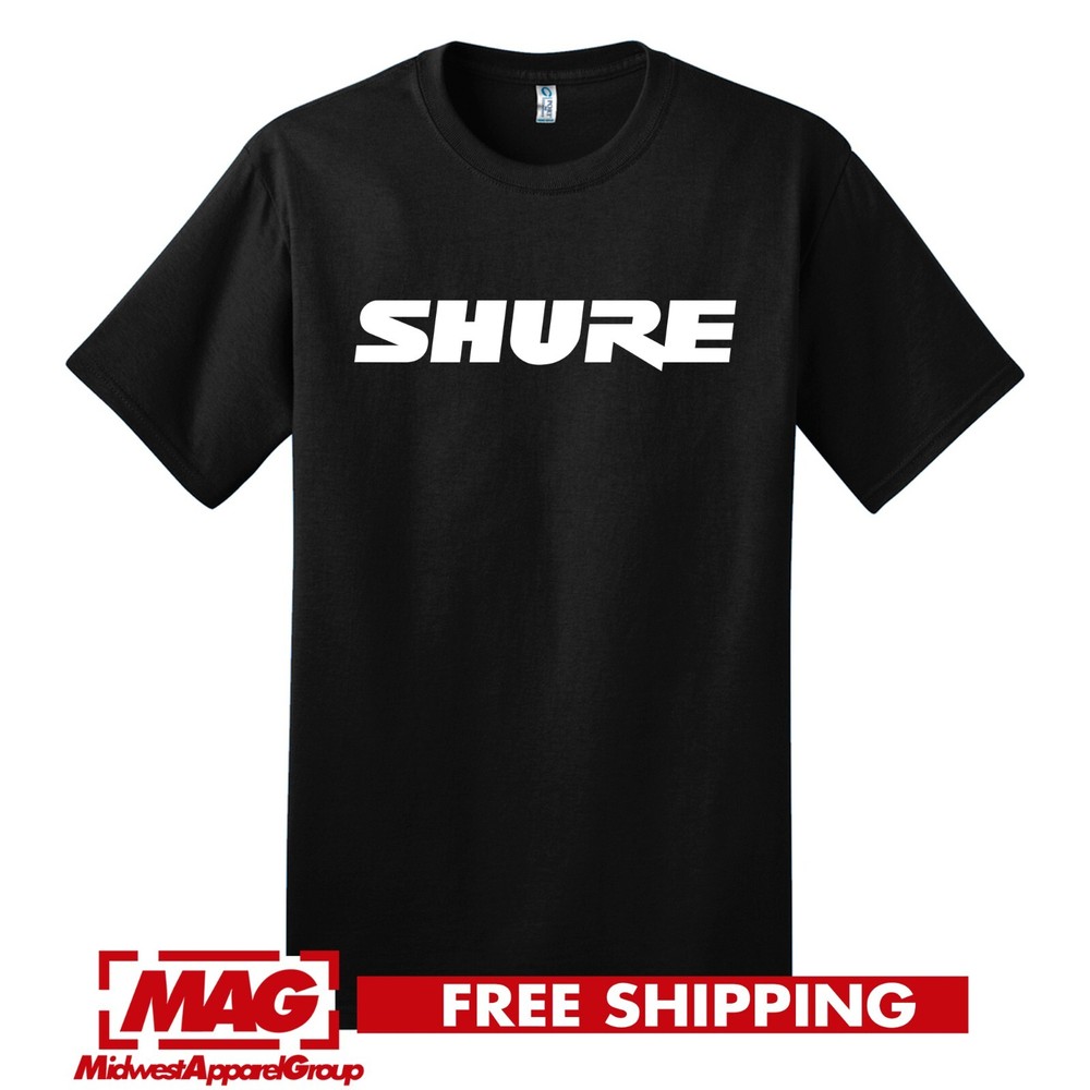 SHURE T-SHIRT Audio Microphone Shirt Tee Music Retro Sound Logo Mic Production
