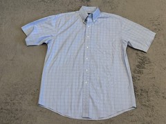 Jos. A. Bank Travelers Collection Plaid Short Sleeve Shirt Mens 15.5 Blue Casual