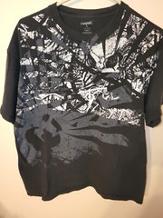 Hawk Large Black T shirt White Gray S Sleeve 26 L 23 Across Front Chest Pit To P