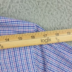 Roundtree & Yorke Gold Label Dress Shirt Mens 14.5 Blue Check Slim Non Iron