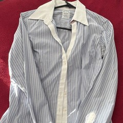Brooks Brothers Non-Iron Stretch Fitted Blue/White Stripe Dress Shirt 8 34/35