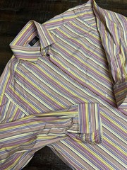 Eton Shirt Mens 16.5 32 Multicolor Stripe Cotton Long Sleeve Dress Luxury