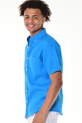 Bohio Men 100% Linen Royal Shirt -Button Down Casual Short Sleeve (S~3X)-MLS1554
