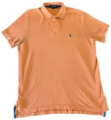 US Polo ASSN Polo Shirt Mens XL Orange Luxury Feel Short Sleeve Collard Logo