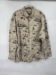 Columbia Bird Hunting Novelty Print Long Sleeve Button Shirt Men L Brown Outdoor