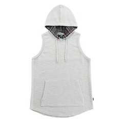 Men’s Gray Hoodie Tank Top with Kangaroo Pocket Casual Everyday Look