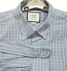 Charles Tyrwhitt Dress Shirt Men 17 1/2 35 Blue Purple White Plaid Classic Fit