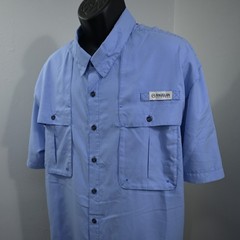 Magellan Outdoors Button Up Mens 3XL Relaxed Blue Fishing Shirt Aransas Pass