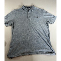 Johnnie-O Mens Blue Heathered Slub Knit Short Sleeve Pocket Polo Shirt Large