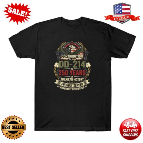 Patriotic DD-214 Veteran 250 Years American History T-Shirt