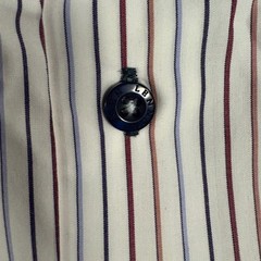 JOHN LENNON Mens Striped Button Down Shirt Size M 15.5 16 Embroidered Face