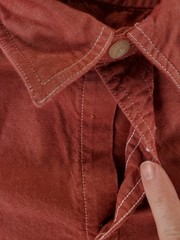 J Crew Shirt Chambray Button Up Chin Strap Red Long Sleeve Mens XL