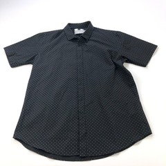 Topman LG Button Short Sleeve Casual Collared Shirt Polka Dot Black White