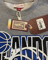 Mitchell & Ness Gray Orlando Magic Crewneck with Blue Graphic