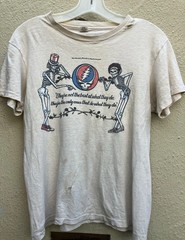 Vintage 1980 Grateful Dead T Shirt White Color 2 side Warfield Theatre BTH46
